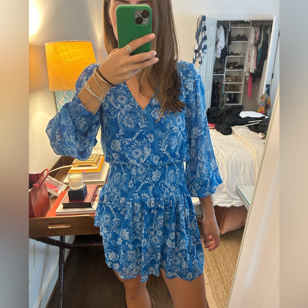 Aqua Blue Smocked Waist mini dress